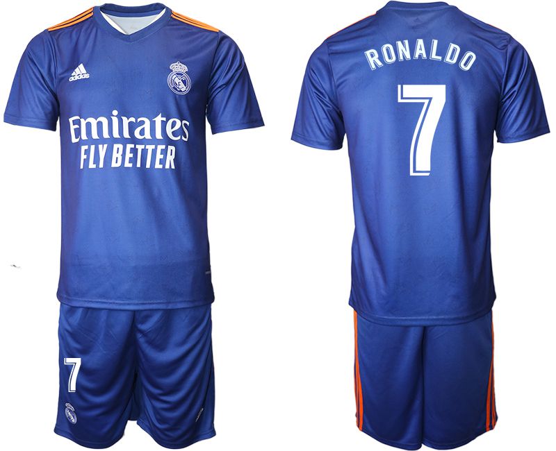 Men 2021-2022 Club Real Madrid away blue #7 Adidas Soccer Jersey